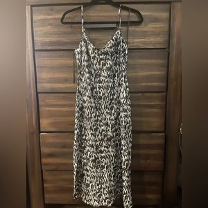 Satin Scoop Neck Holiday Midi Dress